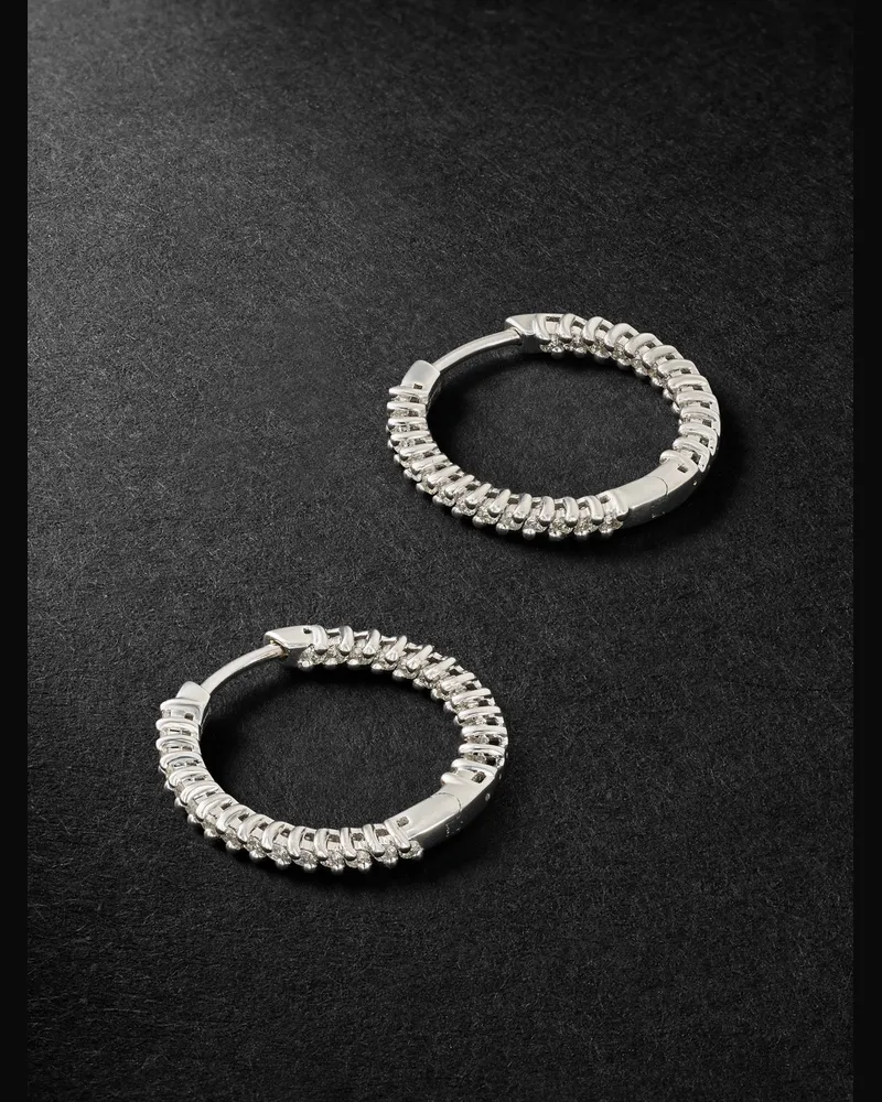 Yvonne Léon White Gold Diamond Hoop Earrings Silver
