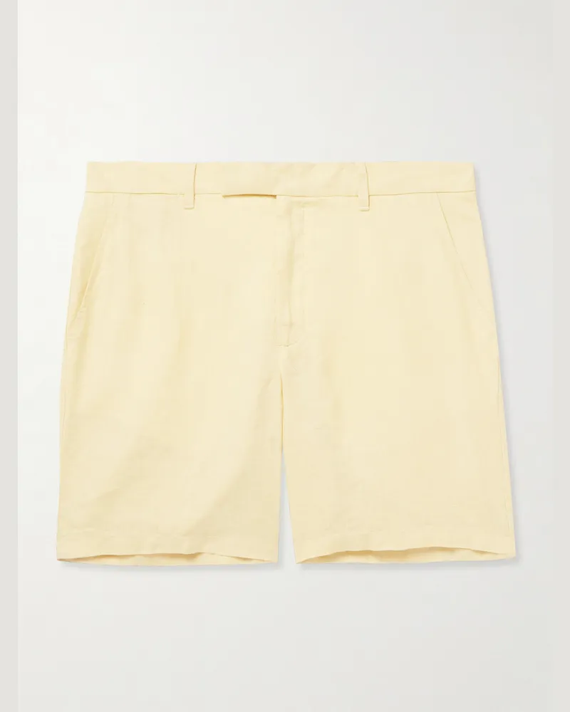 MR P. Straight-Leg Linen Shorts Yellow
