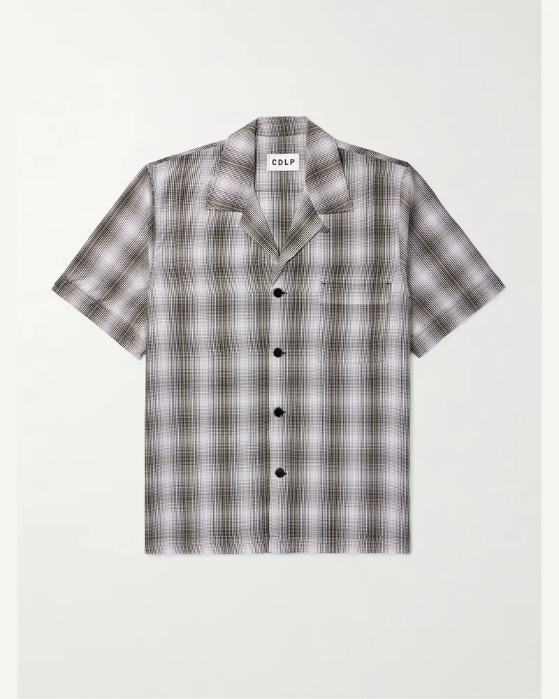 CDLP Pyjama-Hemd aus Popeline aus Tencel™ Lyocell mit wandelbarem Kragen und Karomuster Grau