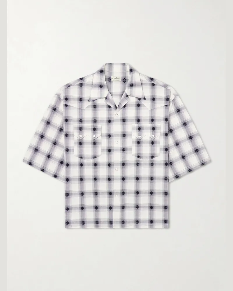 KAPITAL Camp-Collar Checked Cotton Western Shirt Black