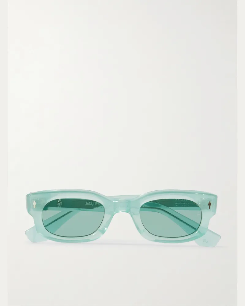 Jacques Marie Mage Whiskeyclone Sonnenbrille mit rechteckigem Rahmen aus Azetat Blau