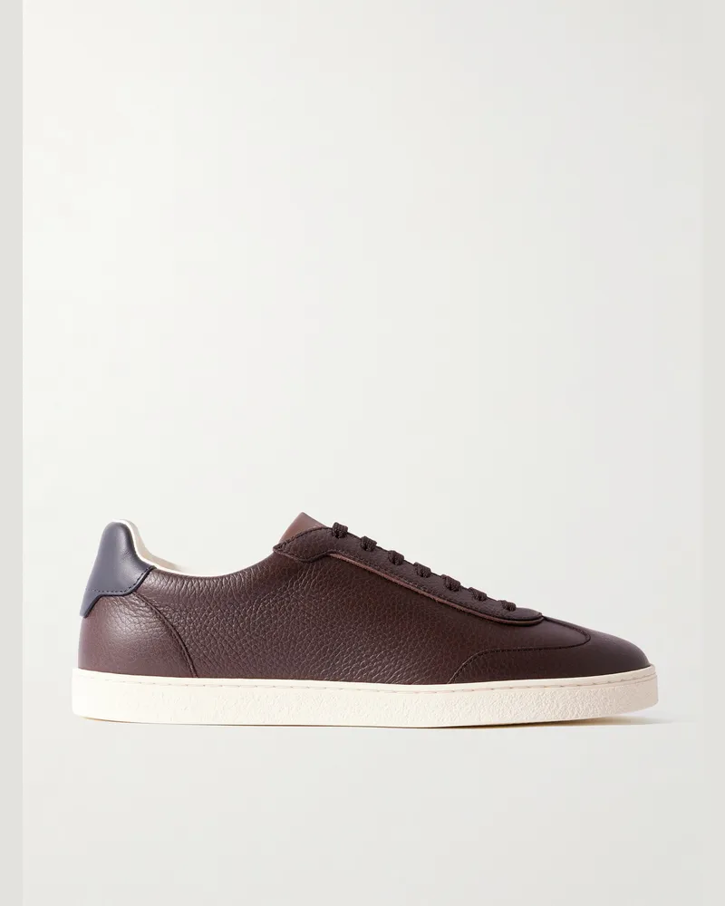 Brunello Cucinelli Coda di Rondine Leather Sneakers Brown