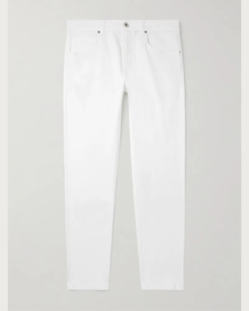 Eleventy Slim-Fit Straight-Leg Jeans White
