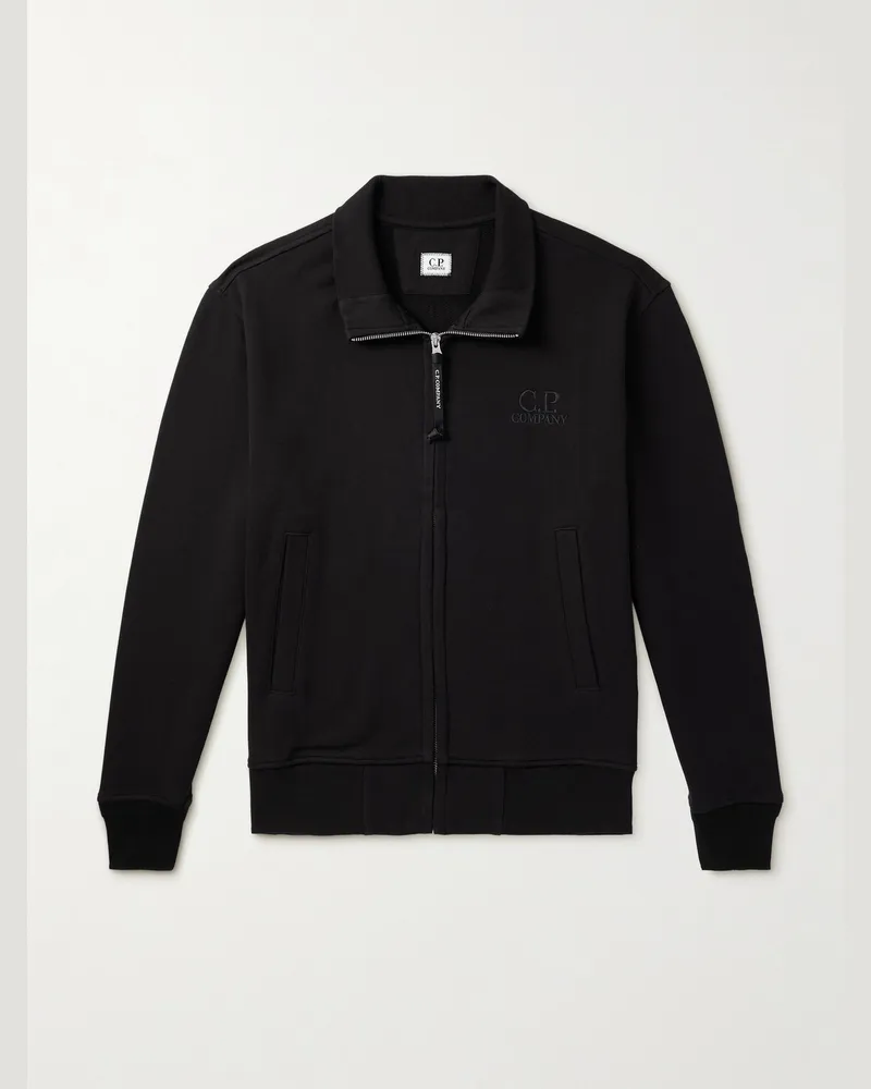 C.P. Company Trainingsjacke aus Baumwoll-Jersey mit Logostickerei Schwarz