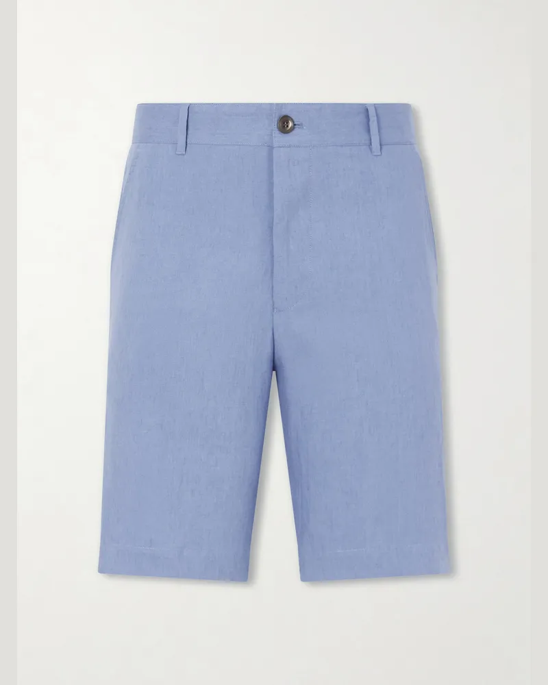 Paul Smith Straight-Leg Linen Shorts Blue