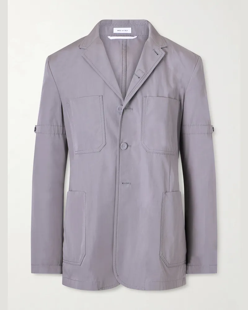 Thom Browne Belted Cotton Blazer Gray