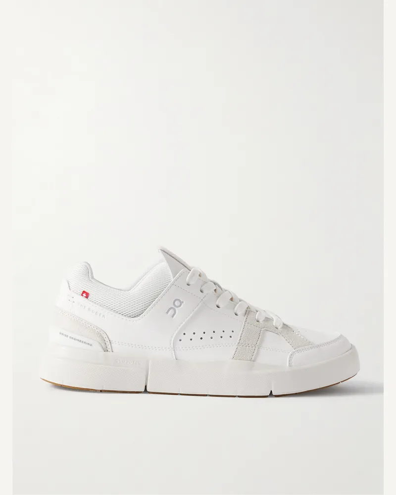 ON Roger Federer The Roger Clubhouse Sneakers aus Kunstleder, Mesh und Velourslederimitat Weiß