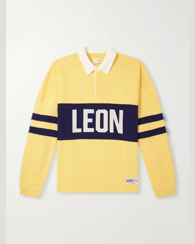 Aimé Leon Dore Logo-Printed Striped Cotton Polo Shirt Yellow