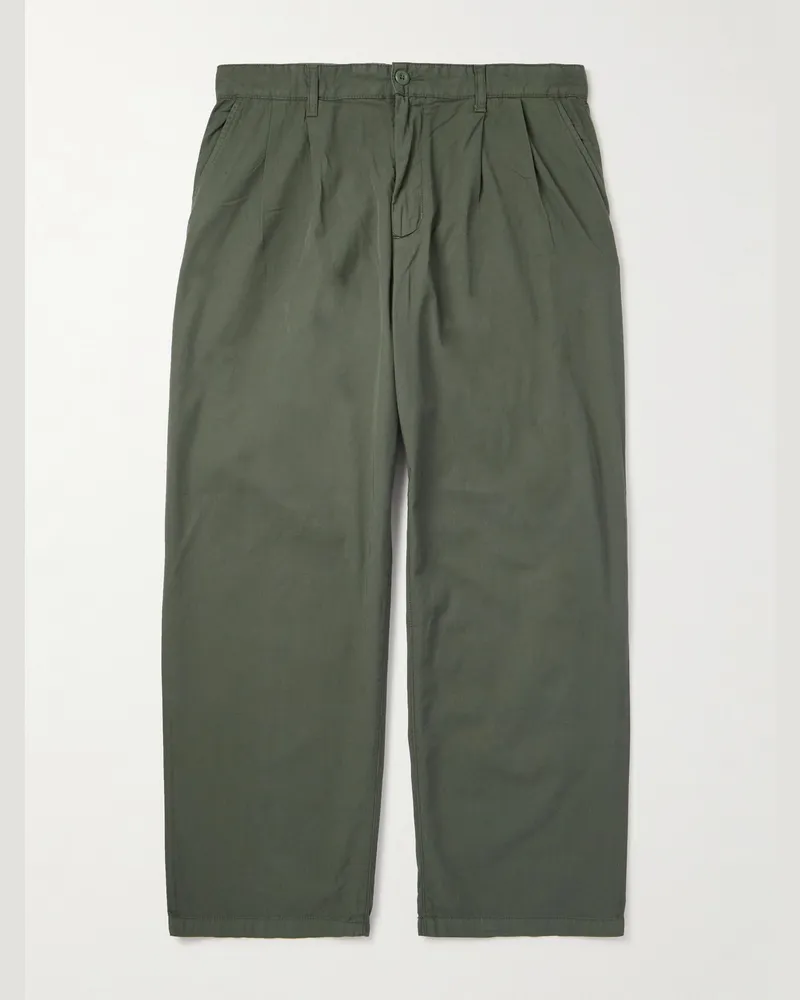 Carhartt WIP Evan gerade geschnittene Hose aus Baumwoll-Twill mit Falten in Stückfärbung Grün