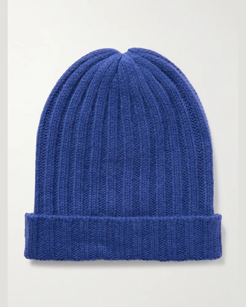 The Elder Statesman Ranger Beanie aus Kaschmir in Rippstrick Blau
