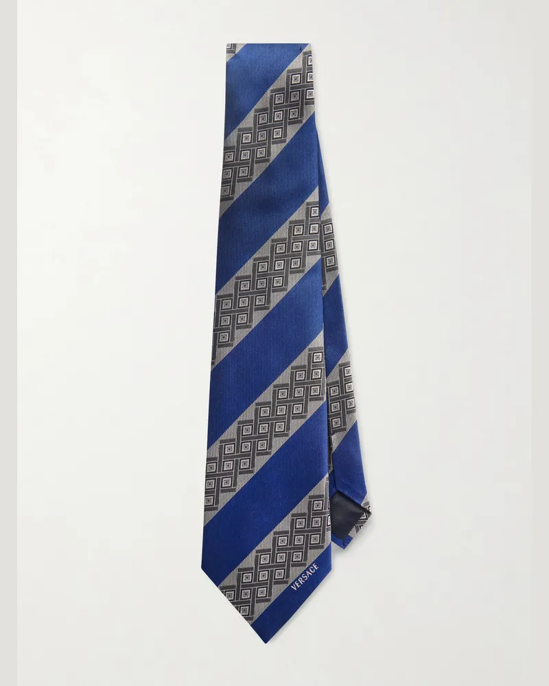 Versace Krawatte aus Seiden-Jacquard, 9 cm Blau