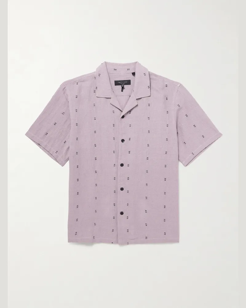 Rag & Bone Avery Hemd aus Leinen mit Stickereien und Reverskragen Lila