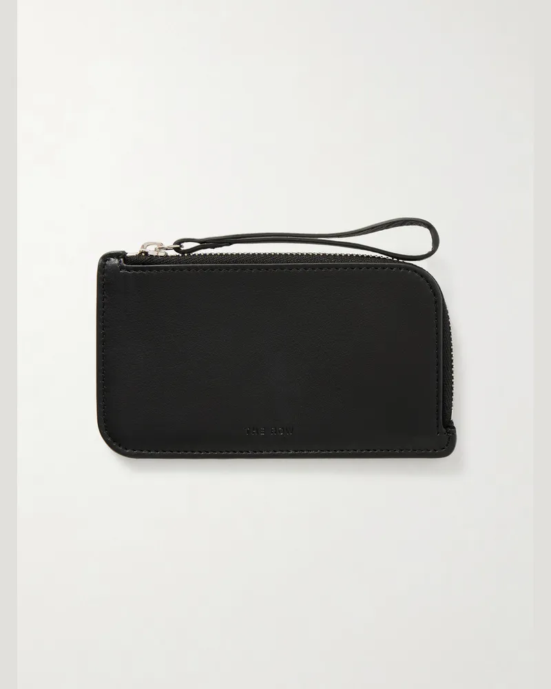 The Row Small Full-Grain Leather Zip-Around Wallet Gray