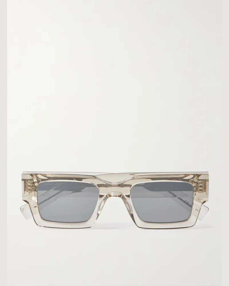 Saint Laurent Rectangular-Frame Acetate Sunglasses Neutrals