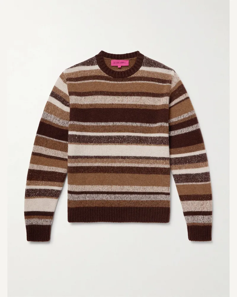 The Elder Statesman Gestreifter Pullover aus Kaschmir Braun