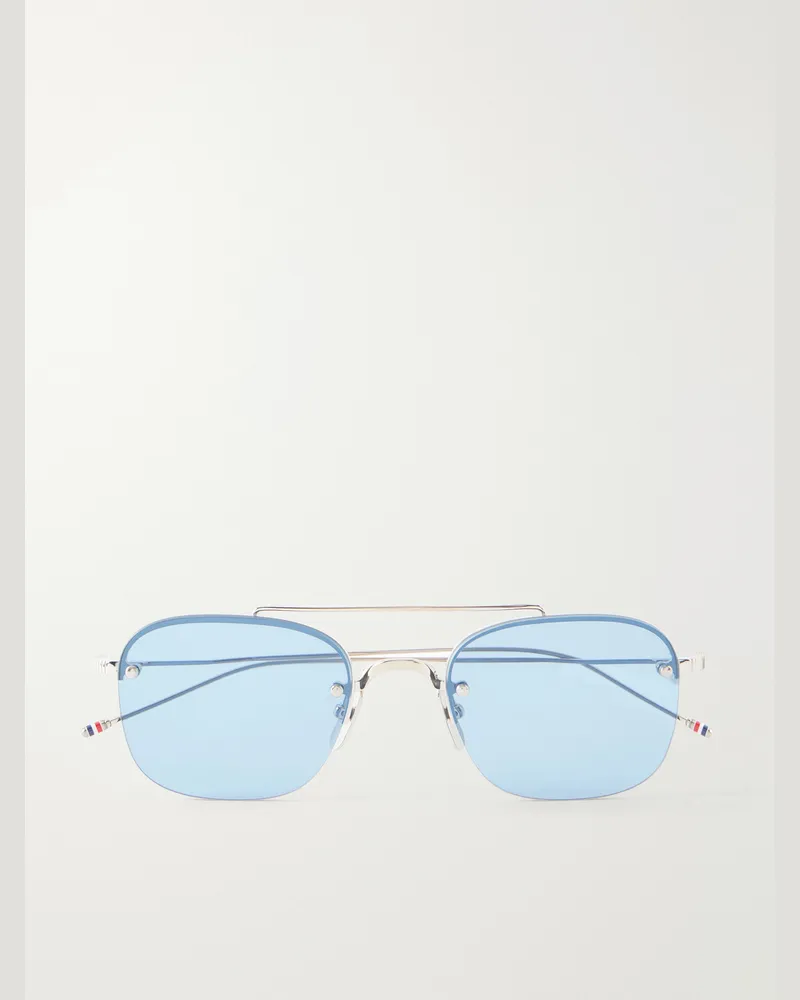Thom Browne Aviator-Style Titanium Sunglasses Silver