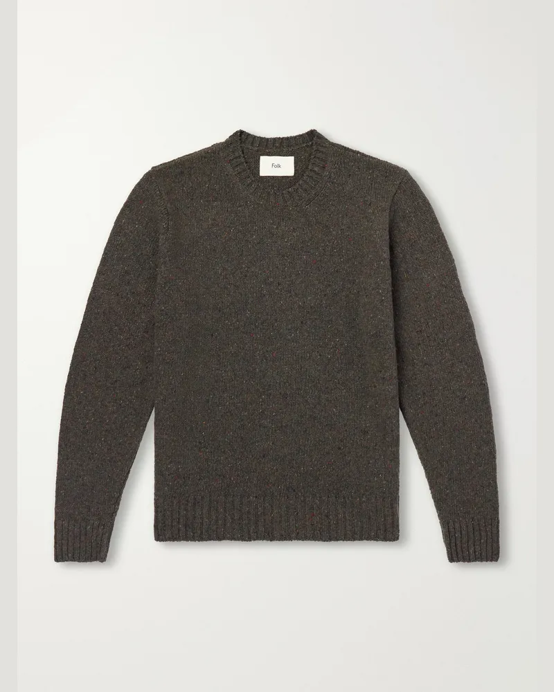 Folk Chain Mélange Wool-Blend Sweater Green