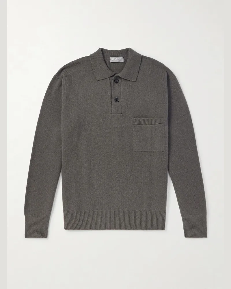 Margaret Howell Merino Wool and Cashmere-Blend Polo Sweater Brown