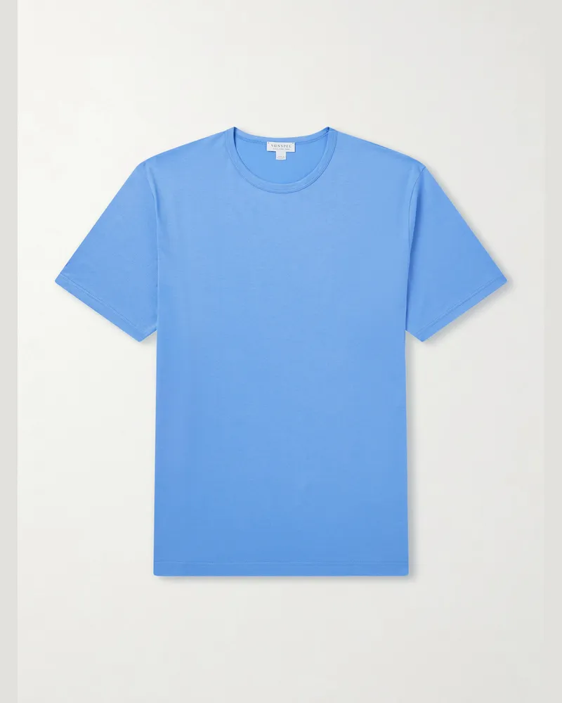 Sunspel Slim-Fit Cotton-Jersey T-Shirt Blue