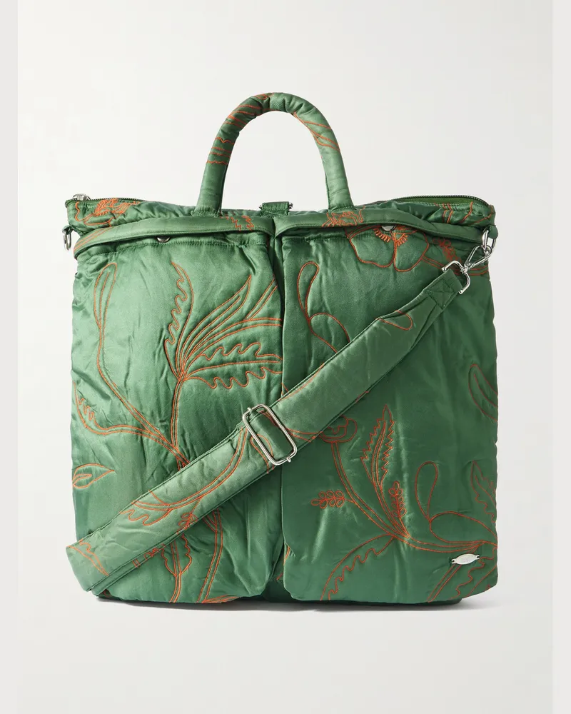 KARDO Tote aus Seiden-Twill mit Stickereien Grün