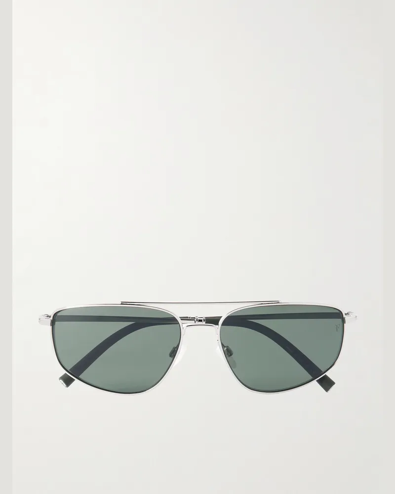 Oliver Peoples Roger Federer R-14 Aviator-Style Gold-Tone Sunglasses Silver