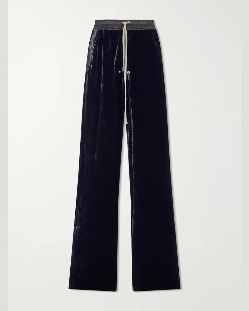 Rick Owens Bela Wide-Leg Drawstring Velour Trousers Black