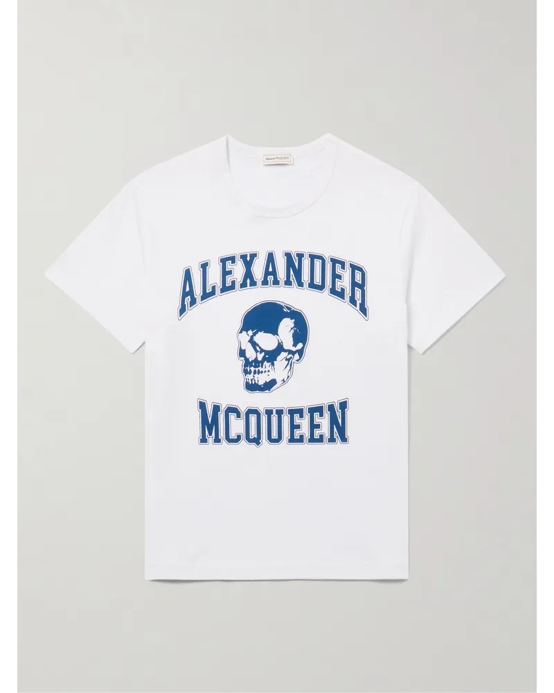 Alexander McQueen T-Shirt aus Baumwoll-Jersey mit Print Weiß