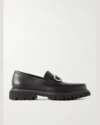 Ferragamo Loafers aus Leder mit Logoverzierung Schwarz