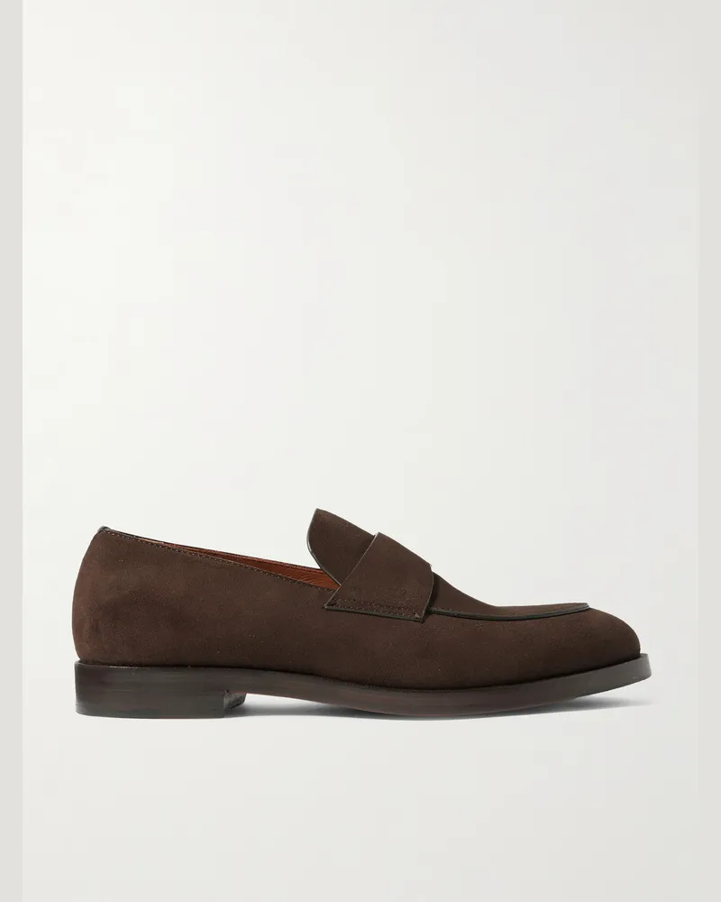 Ermenegildo Zegna Torino Suede Loafers Brown