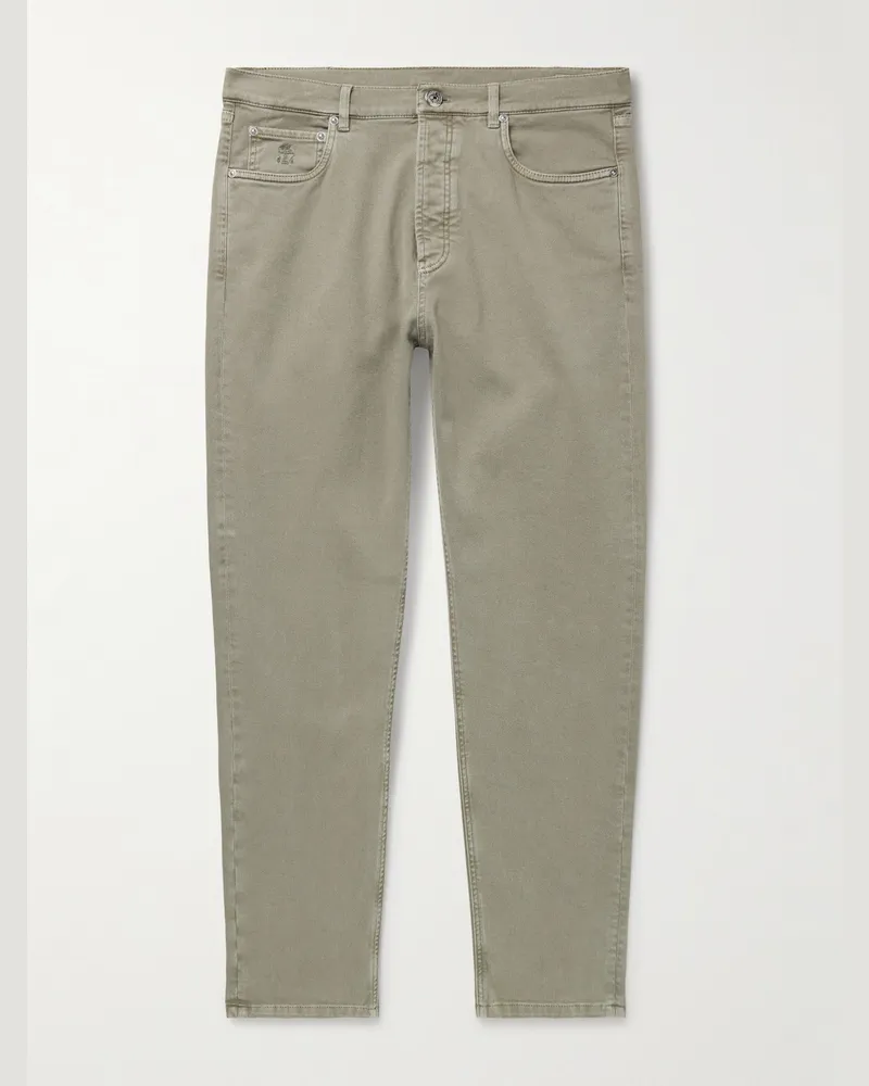 Brunello Cucinelli Schmal geschnittene Jeans Grau
