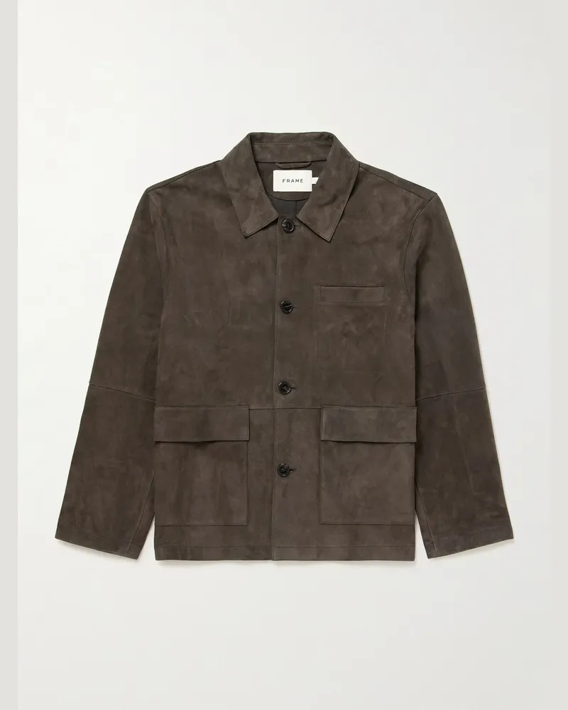 Frame Denim Arbeitsjacke aus Veloursleder Braun