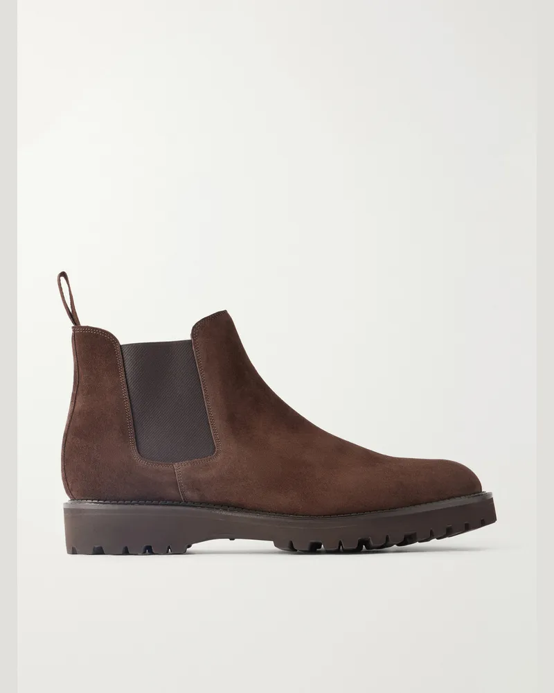 John Lobb Lawry New Standard Suede Chelsea Boots Brown