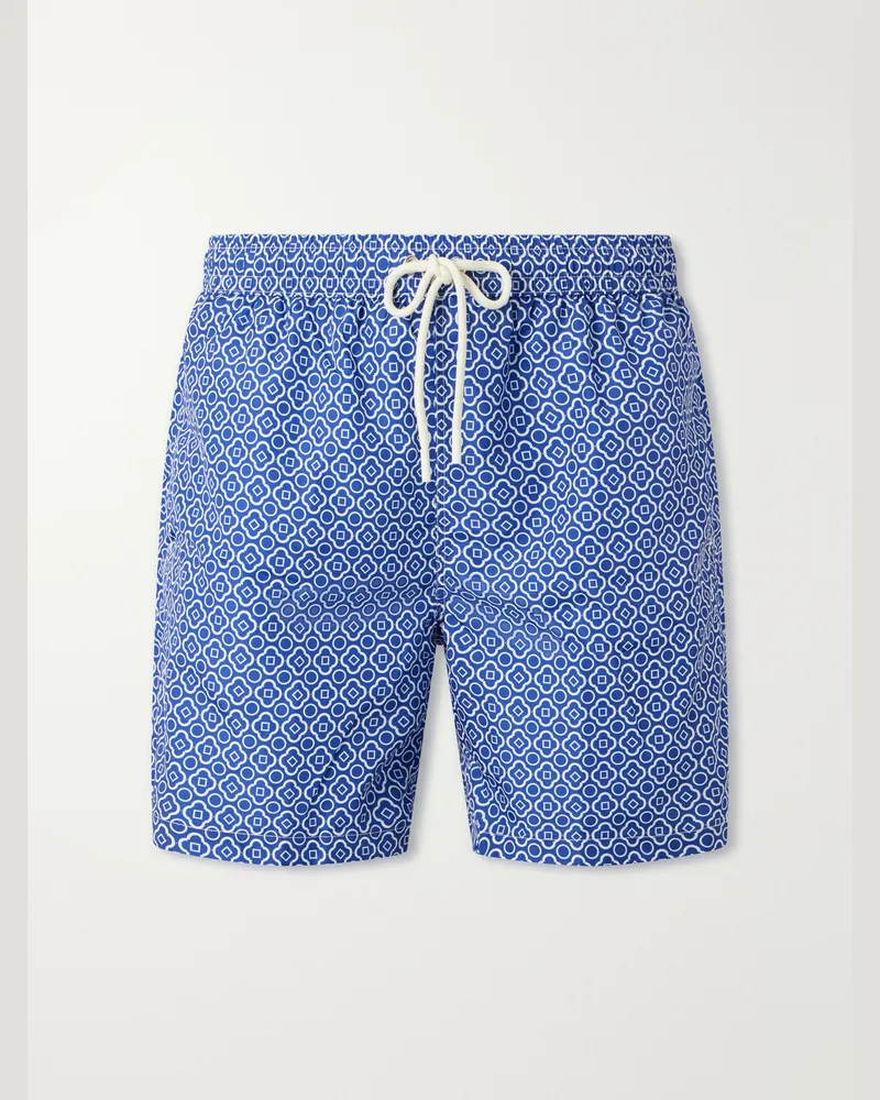 Anderson & Sheppard Straight-Leg Printed Swim Shorts Blue