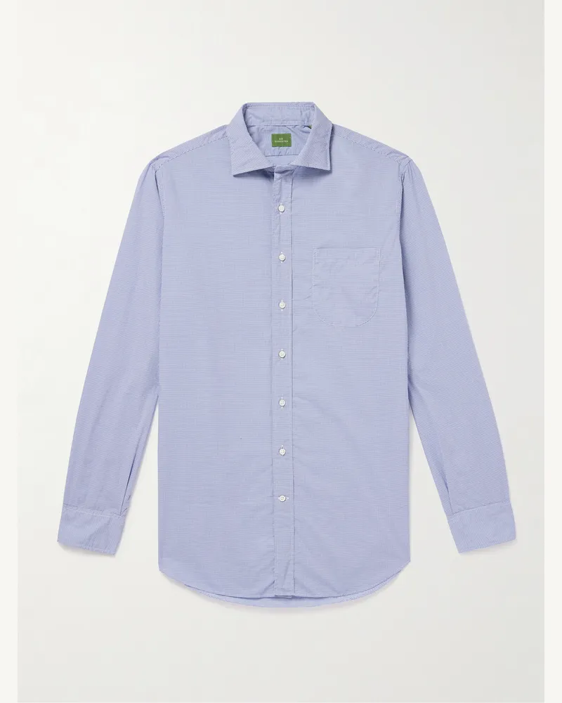 Sid Mashburn Hemd aus Baumwollpopeline mit Gingham-Karo Blau