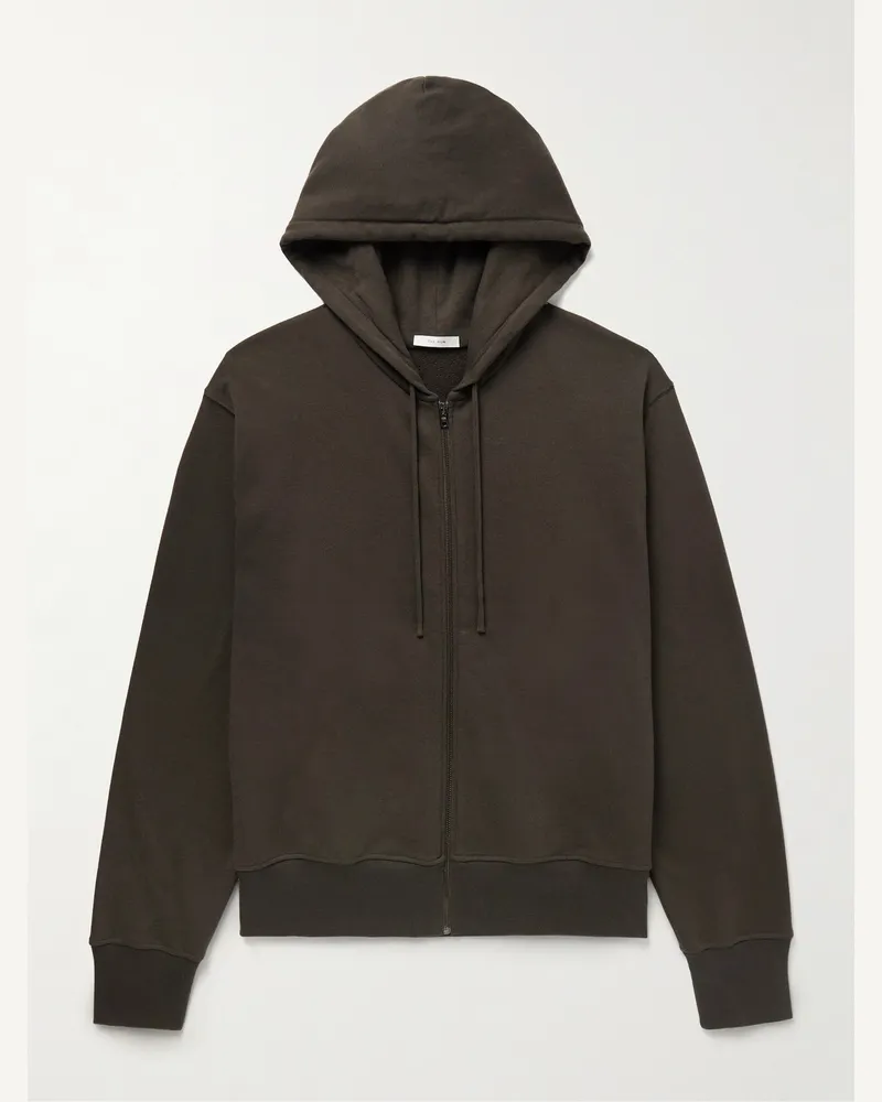 The Row Roki Kapuzenjacke aus Jersey aus einer Baumwoll-Kaschmirmischung mit Reißverschluss Braun
