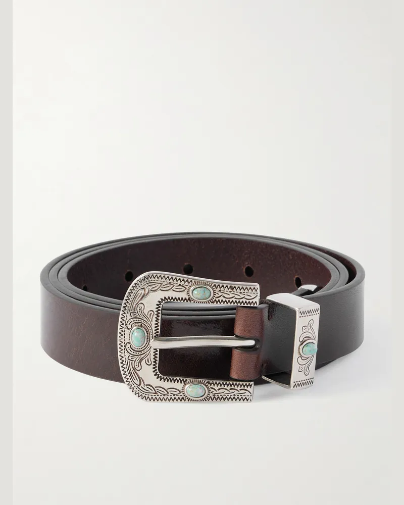 Brunello Cucinelli Gürtel aus Leder mit Verzierung, 2,5 cm Braun