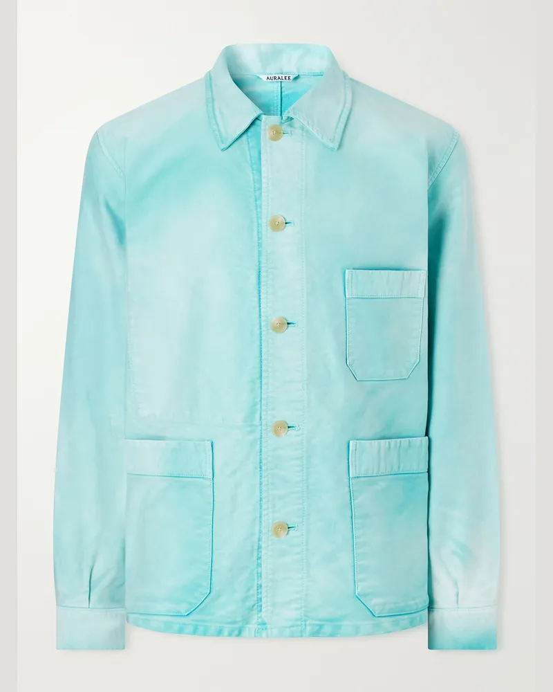 AURALEE Garment-Dyed Cotton-Moleskin Blouson Jacket Blue
