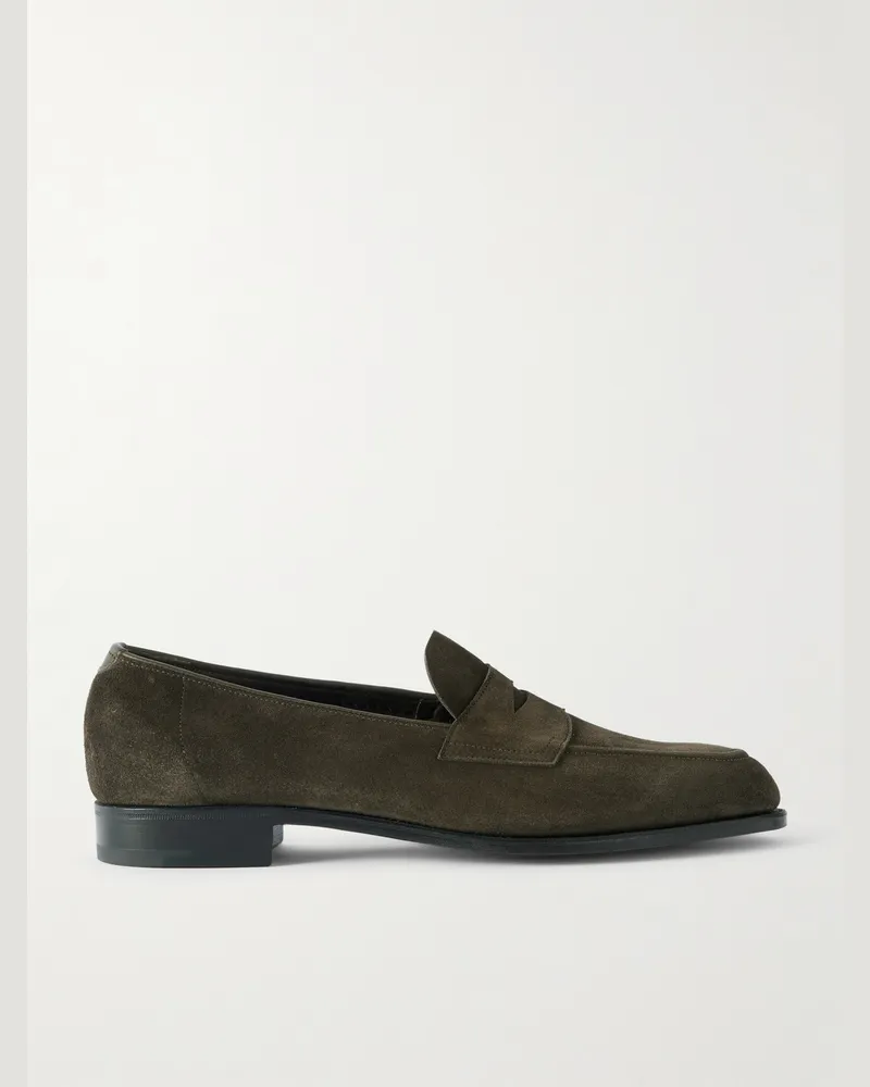 Edward Green Piccadilly Pennyloafers aus Veloursleder Grün