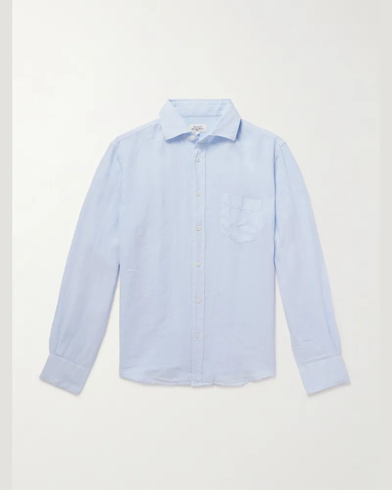 Hartford Paul Pat Hemd aus Leinen Blau