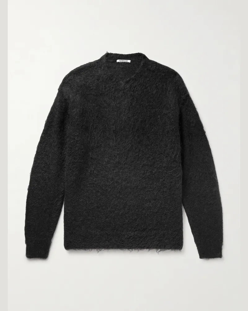 AURALEE Pullover aus einer gebürsteten Mohair-Wollmischung Schwarz