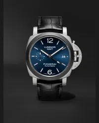 OFFICINE PANERAI Luminor GMT Automatic 42 mm Uhr aus Titan mit Alligatorlederarmband, Ref.-Nr. PAM01279 Blau