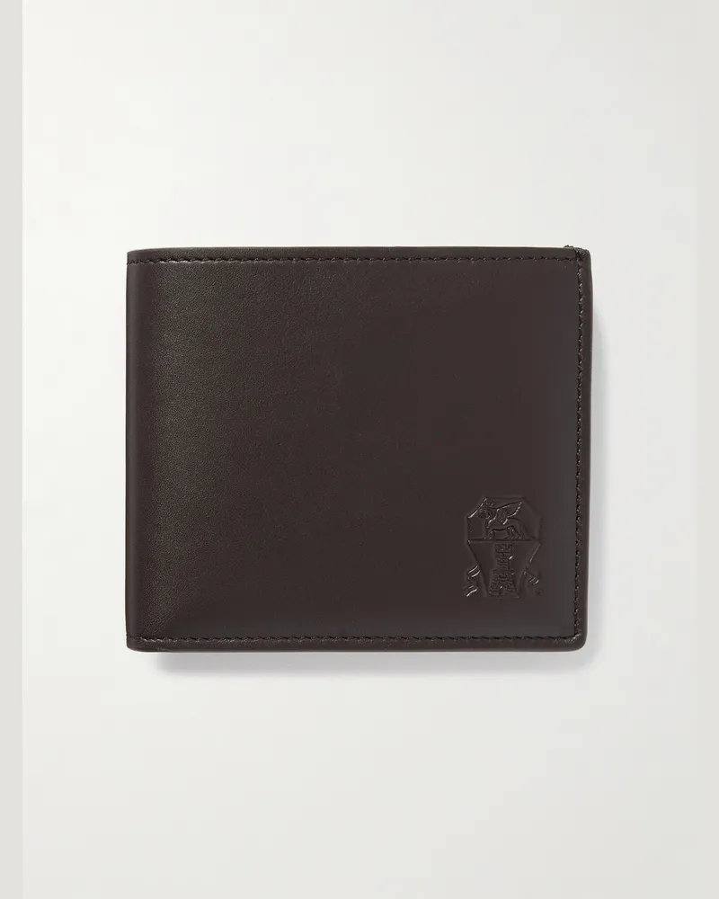 Brunello Cucinelli Logo-Debossed Leather Wallet Brown