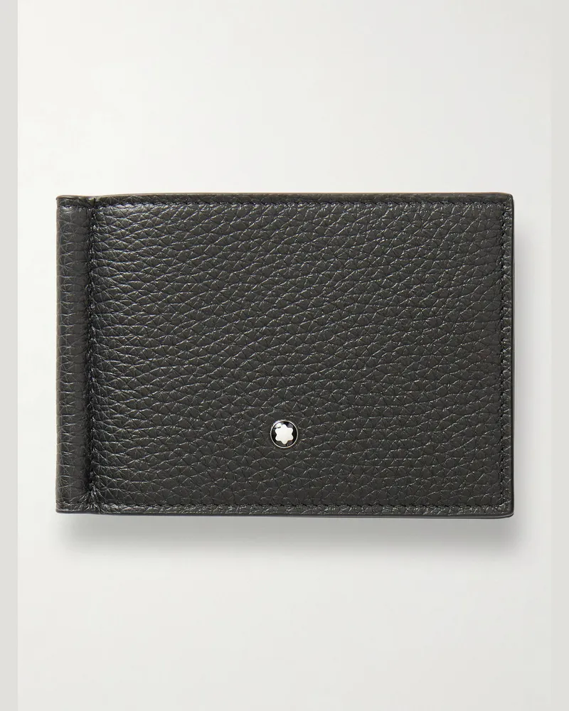 Montblanc Aufklappbares Portemonnaie aus vollnarbigem Leder Schwarz
