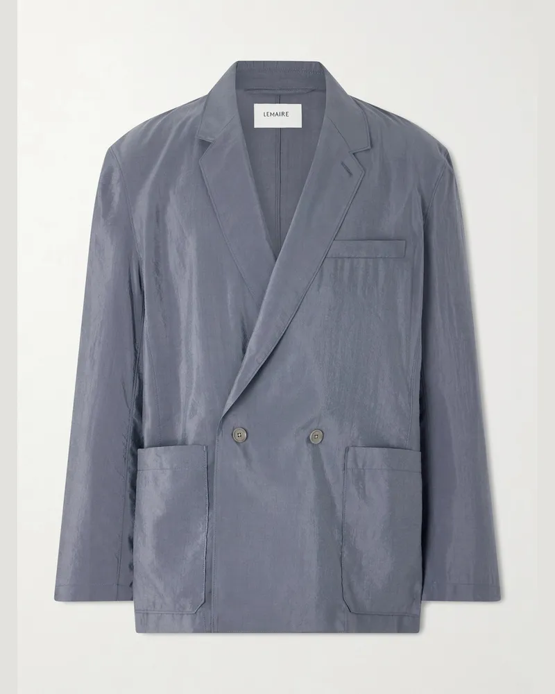 Christophe Lemaire Double-Breasted Silk-Blend Blazer Gray