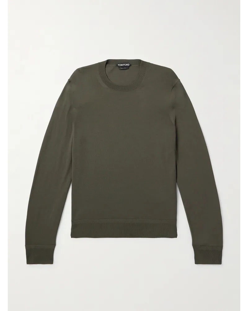 Tom Ford Schmal geschnittener Pullover aus Wolle GrüN