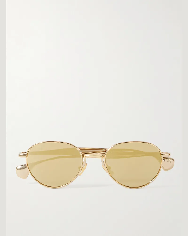 Bottega Veneta Goldfarbene Sonnenbrille mit rundem Rahmen Gold