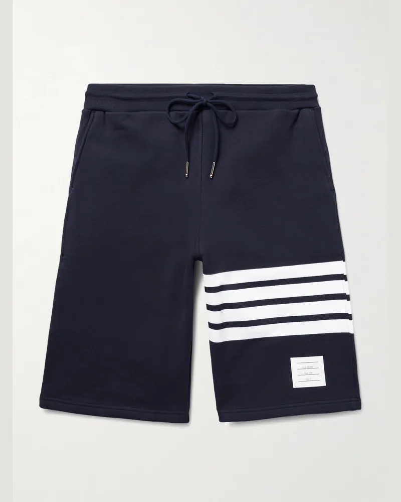 Thom Browne Striped Loopback Cotton-Jersey Shorts Blue