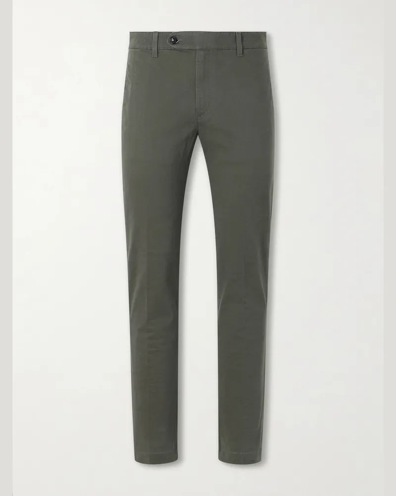 Massimo Alba Winch Straight-Leg Cotton-Blend Twill Trousers Green