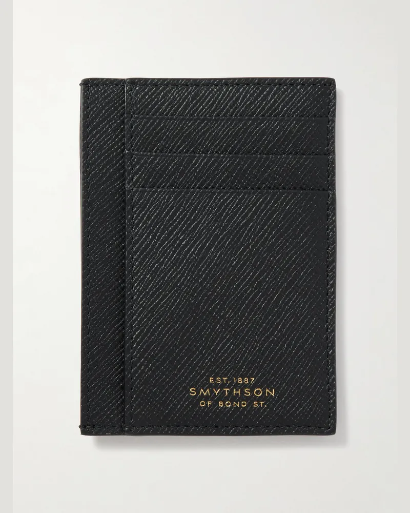 Smythson Kartenetui aus quergemasertem Panama-Leder Schwarz