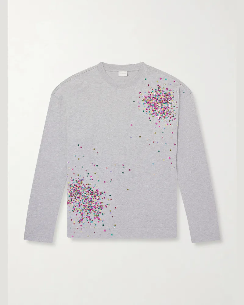 Dries van Noten Oberteil aus Baumwoll-Jersey mit Verzierungen Grau